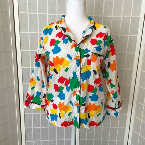 Sleepy Jones Tops - Sleepy Jones Marina Pajama Shirt 100% Cotton Multicolor Abstract Whimsical Artsy